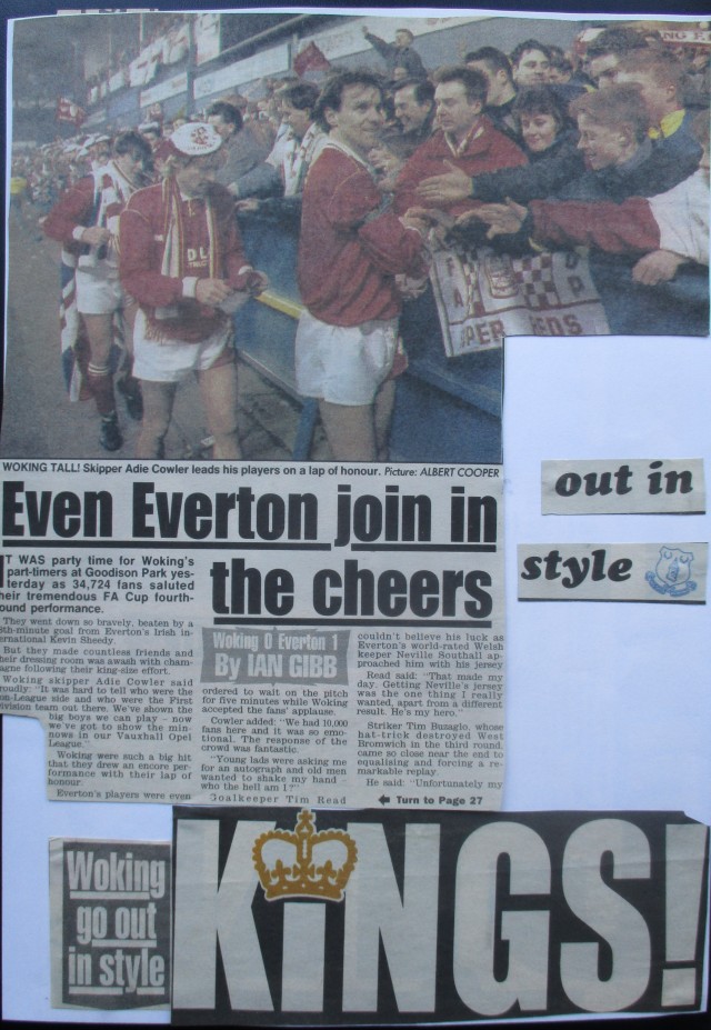 Regal Respect: The Cardinals take the plaudits at Goodison Park (Image from the writewyattuk archive, with proper credit to the original photographer and publication)